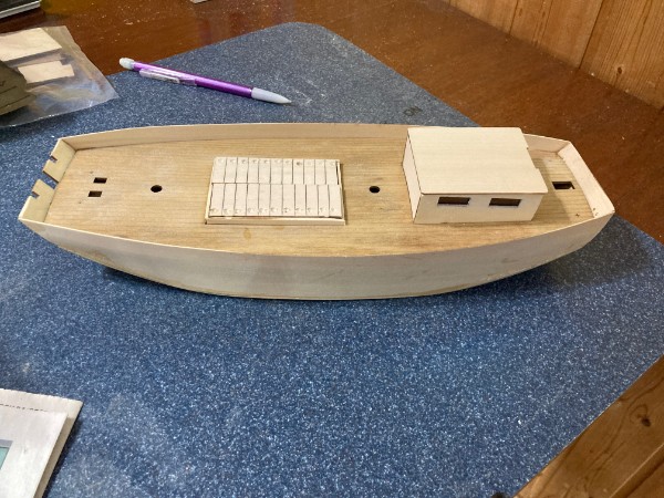Cabin and Cargo Hatch Assembled on Deck