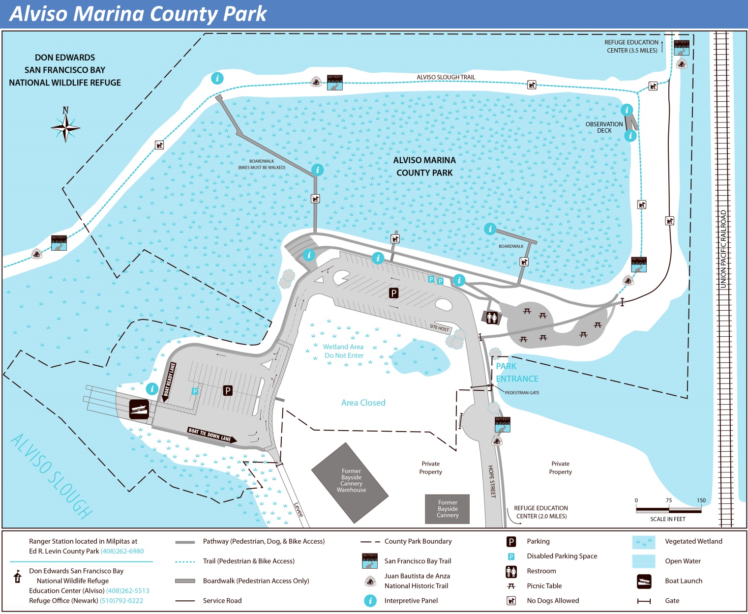 Map including Alviso Marina County Park and Don Edwards San Francisco Bay National Wildlife Refuge